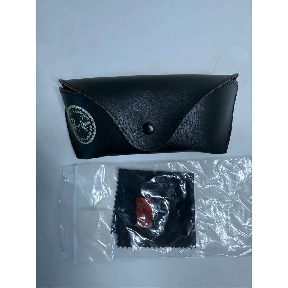 Ray Ban Faux Leather Glasses Pouch Soft Sunglasses Snap Case Black Logo Ray-Ban